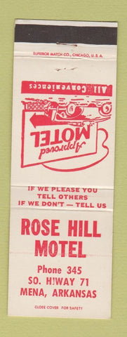Matchbook Cover - Rose Hill Motel Mena AR