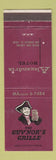 Matchbook Cover - Guvnor's Grille Alexandria Hotel Los Angeles CA
