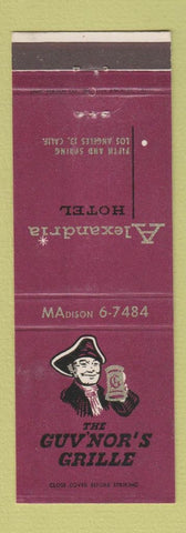 Matchbook Cover - Guvnor's Grille Alexandria Hotel Los Angeles CA