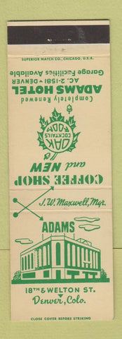 Matchbook Cover - Adams Hotel Denver Colorado