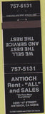 Matchbook Cover - Antioch Rentals Antioch CA black