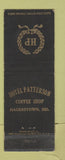 Matchbook Cover - Hotel Patterson Coffee Shop Hagerstown MD WEAR