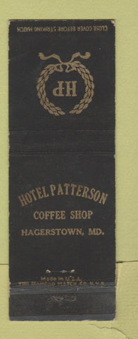 Matchbook Cover - Hotel Patterson Coffee Shop Hagerstown MD WEAR