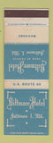 Matchbook Cover - Biltmore Hotel Baltimore MD