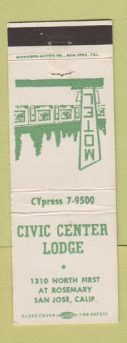 Matchbook Cover - Civic Center Lodge San Jose CA motel