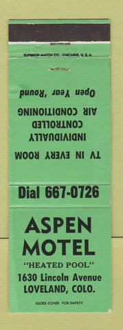 Matchbook Cover - Aspen Motel Loveland Colorado