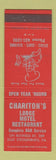 Matchbook Cover - Chariton's Lodge Motel Restaurant East Stroudsburg PA