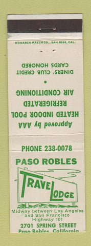 Matchbook Cover - Paso Robles Travel Lodge CA motel