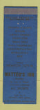 Matchbook Cover - Matteo's Inn Newton NJ Dixie Bus