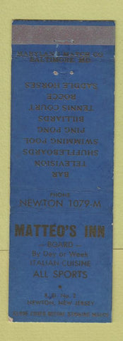 Matchbook Cover - Matteo's Inn Newton NJ Dixie Bus