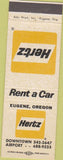 Matchbook Cover - Hertz Car Rentals Eugene OR