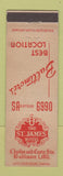 Matchbook Cover - St James Hotel Baltimore MD