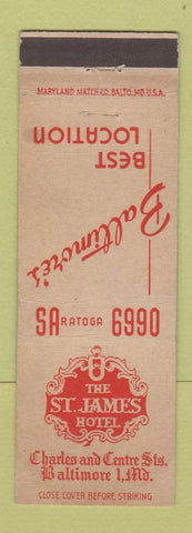 Matchbook Cover - St James Hotel Baltimore MD