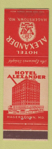 Matchbook Cover - Hotel Alexander Hagerstown MD