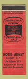 Matchbook Cover - Hotel Sidney BC CREASES