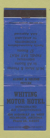 Matchbook Cover - Whiting Motor Hotel Holbrook AZ Route 66