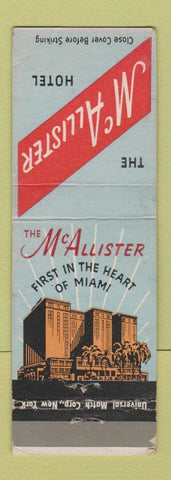 Matchbook Cover - McAllister Hotel Miami FL WEAR