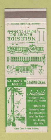 Matchbook Cover - Ingleside Resort Hotel Motels Staunton VA