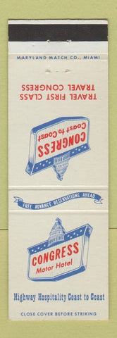 Matchbook Cover - Congres sMotor Hotel New Cumberland PA