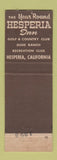 Matchbook Cover - Hesperia Resort Inn CA