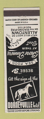 Matchbook Cover - Dorneyville Hotel Allentown PA