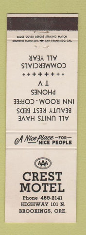 Matchbook Cover - Crest Motel Brookings OR