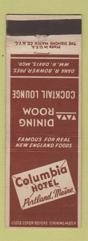 Matchbook Cover - Columbia Hotel Portland ME