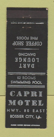 Matchbook Cover - Capri Motel Bossier City LA Dart Lounge