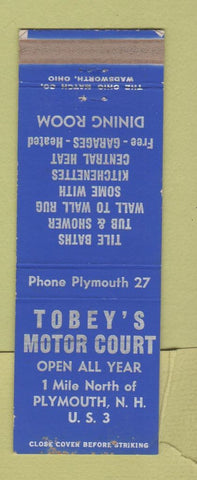 Matchbook Cover - Tobey's Motor Court Plymouth NH WEAR