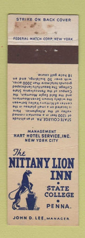 Matchbook Cover - Nittany Lion Inn State College PA Federal WEAR