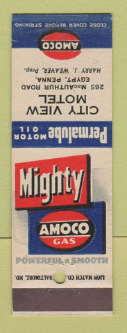 Matchbook Cover - Amoco oil gas City View Motel Egypt PA