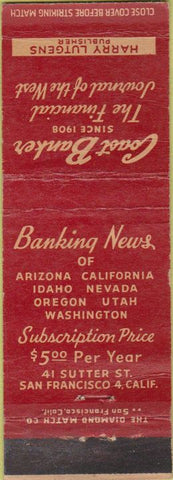 Matchbook Cover - Coast Banker San Francisco CA WEAR