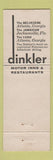 Matchbook Cover - Dinkler Hotels New Orleans LA Atlanta GA Birmingham AL