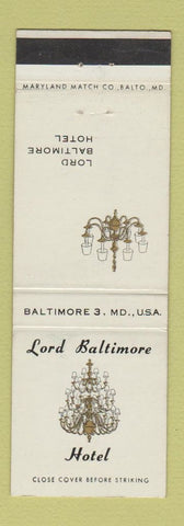 Matchbook Cover - Lord Baltimore Hotel Baltimore MD