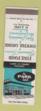 Matchbook Cover - Park Hotel Plainfield NJ