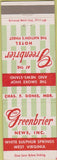 Matchbook Cover - Greenbrier Hotel White Sulphur Springs WV