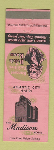 Matchbook Cover - Madison Hotel Atlantic City NJ Dutch Room