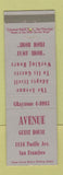Matchbook Cover - Avenue Guest House San Francisco CA