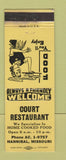 Matchbook Cover - Court Restaurant Hannibal MO WEAR