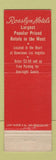 Matchbook Cover - Rosslyn Hotels Los Angeles CA