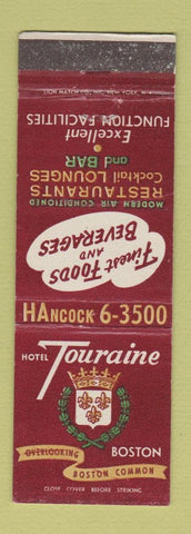Matchbook Cover - Hotel Touraine Boston MA