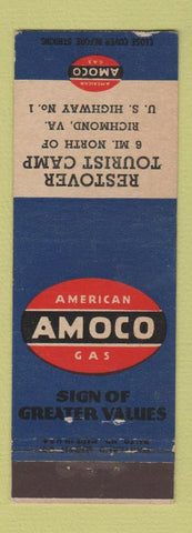 Matchbook Cover - Amoco oil gas Restover Tourist Camp Richmond VA