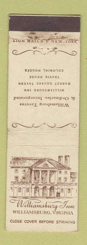 Matchbook Cover - Williamsburg Inn VA WEAR