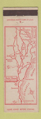 Matchbook Cover - Hotel Hayne Walterboro SC