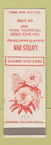 Matchbook Cover - Lotus Inn Philadelphia PA Chinese Restaurant WEAR