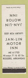Matchbook Cover - Jan Lin Motor Inn Rogers AR