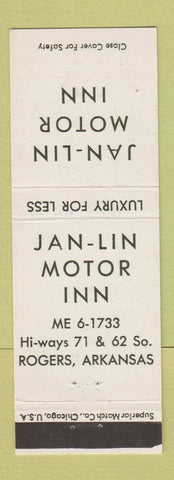Matchbook Cover - Jan Lin Motor Inn Rogers AR