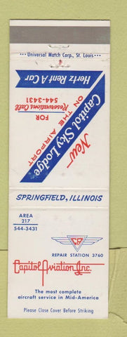 Matchbook Cover - Capitol Aviation Inc Springfield IL Hertz Car Rentals