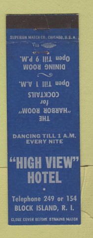 Matchbook Cover - High View Hotel Black Island RI