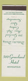 Matchbook Cover - 510 Groveland Hotel Minneapolis MN